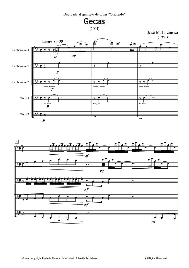 Gecas for Three Euphoniums and Two Tubas